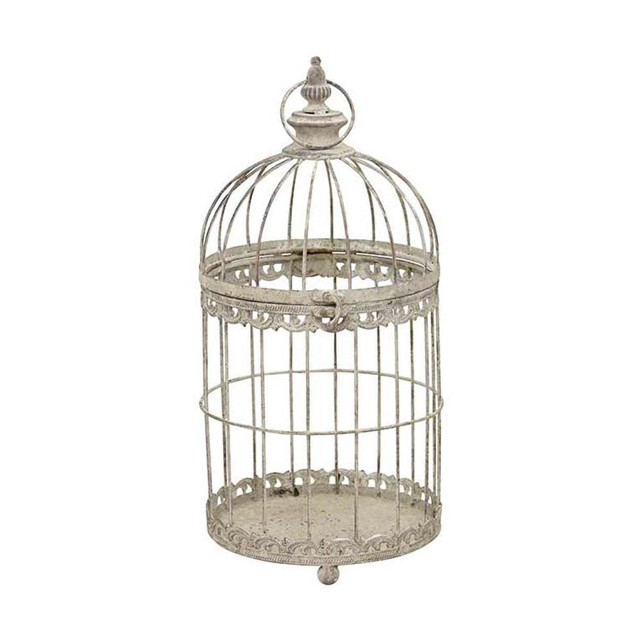 Nagyméretű, 34, 49 és 56 cm magas, antik szürke színű patinás fémből készült vintage kalitkaszett