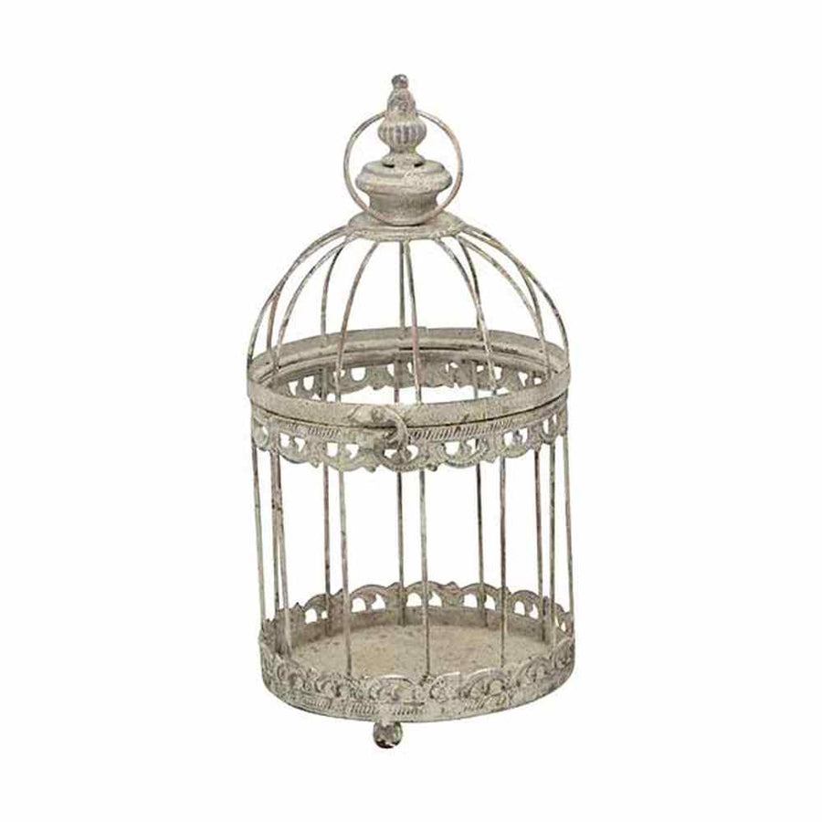 Nagyméretű, 34, 49 és 56 cm magas, antik szürke színű patinás fémből készült vintage kalitkaszett