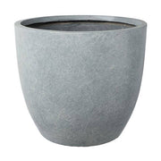 Prémium minőségű, nagyméretű, 25, 35 és 44 cm átmérőjű, fagyálló műgyantából készült, modern kortárs stílusú, beton hatású, szürke színű kültéri kaspószett