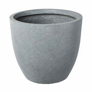 Prémium minőségű, nagyméretű, 25, 35 és 44 cm átmérőjű, fagyálló műgyantából készült, modern kortárs stílusú, beton hatású, szürke színű kültéri kaspószett