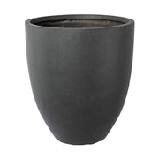 Prémium minőségű, nagyméretű, 34, 42 és 50 cm átmérőjű, fagyálló műgyantából készült, modern kortárs stílusú, beton hatású, antracit fekete színű kültéri kaspószett