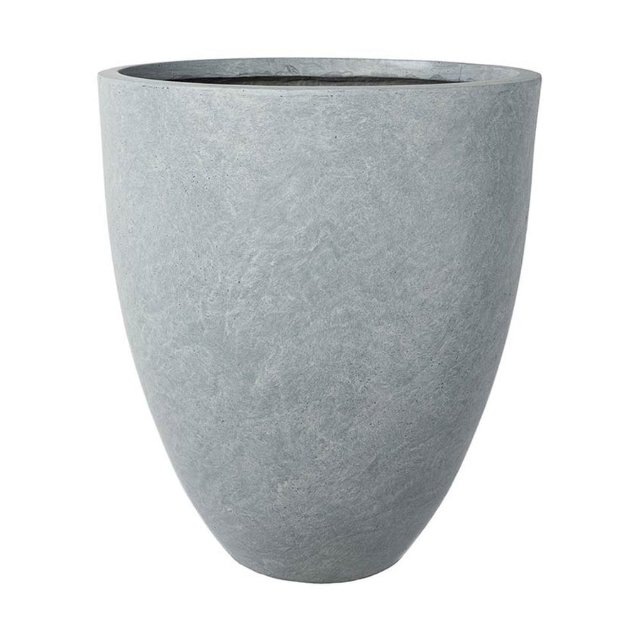 Prémium minőségű, nagyméretű, 34, 42 és 50 cm átmérőjű, fagyálló műgyantából készült, modern kortárs stílusú, beton hatású, szürke színű kültéri kaspószett 