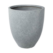 Prémium minőségű, nagyméretű, 34, 42 és 50 cm átmérőjű, fagyálló műgyantából készült, modern kortárs stílusú, beton hatású, szürke színű kültéri kaspószett 