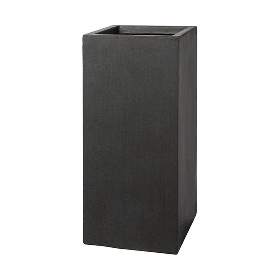 Fagyálló műgyantából készült, modern kortárs stílusú, beton hatású, antracitfekete színű kültéri ültetőláda szett.