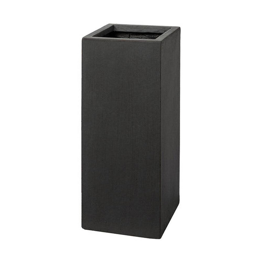 Fagyálló műgyantából készült, modern kortárs stílusú, beton hatású, antracitfekete színű kültéri ültetőláda szett.