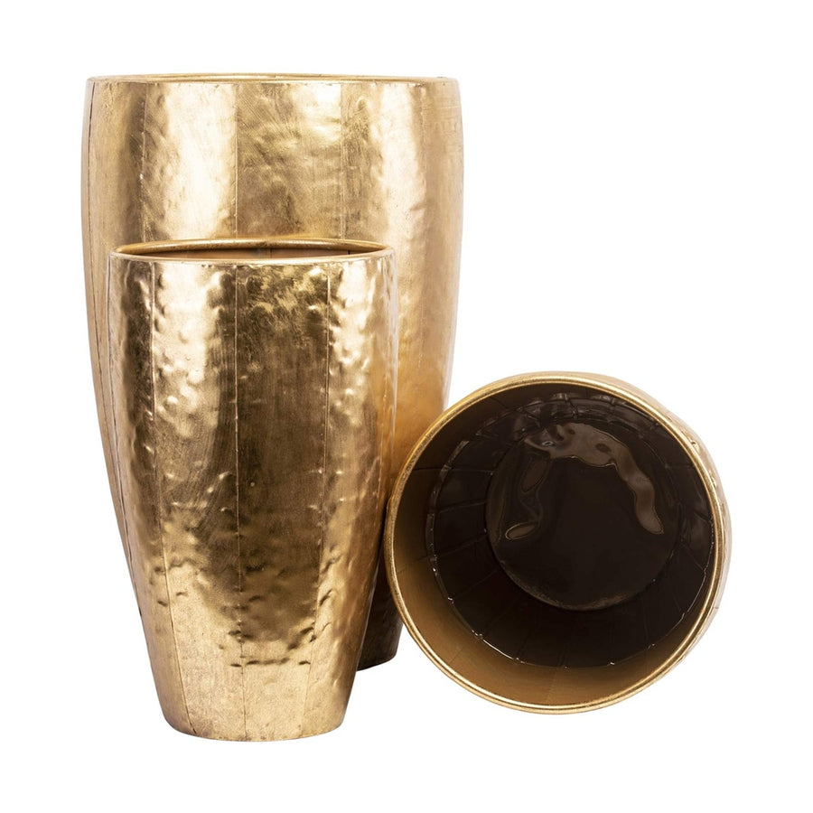 DORÉ 3 db-os nagy aranyszínű fém kaspószett 62 cm