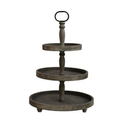 Vintage stílusú, fenyőfából készült nagy méretű 3 emeletes rusztikus kínáló 