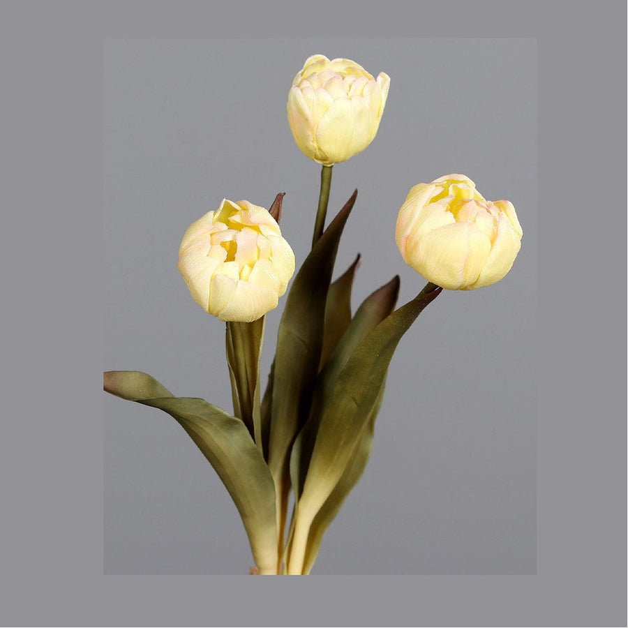 Fáradt krém színvilágú, vintage stílusú, 3 szálból álló tulipán csokor művirág-
