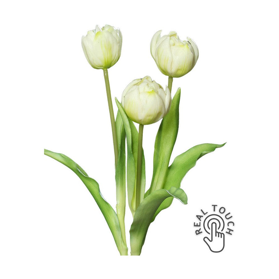 3 szálból álló, krém színű tulipáncsokor művirág.