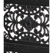 Antik fekete színű, kézműves faragású, mangófából készült, 3 szárnyas térelválasztó paraván.