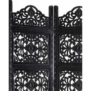 Antik fekete színű, kézműves faragású, mangófából készült, 3 szárnyas térelválasztó paraván.