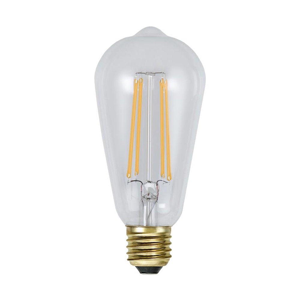 Clear Filament dekorációs izzó. Meleg fehér fényű LED dekorációs izzó áttetsző üveggel.