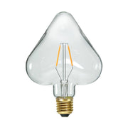 Decoled meleg fehér fényű LED dekorációs izzó szív alakú, áttetsző üveggel.