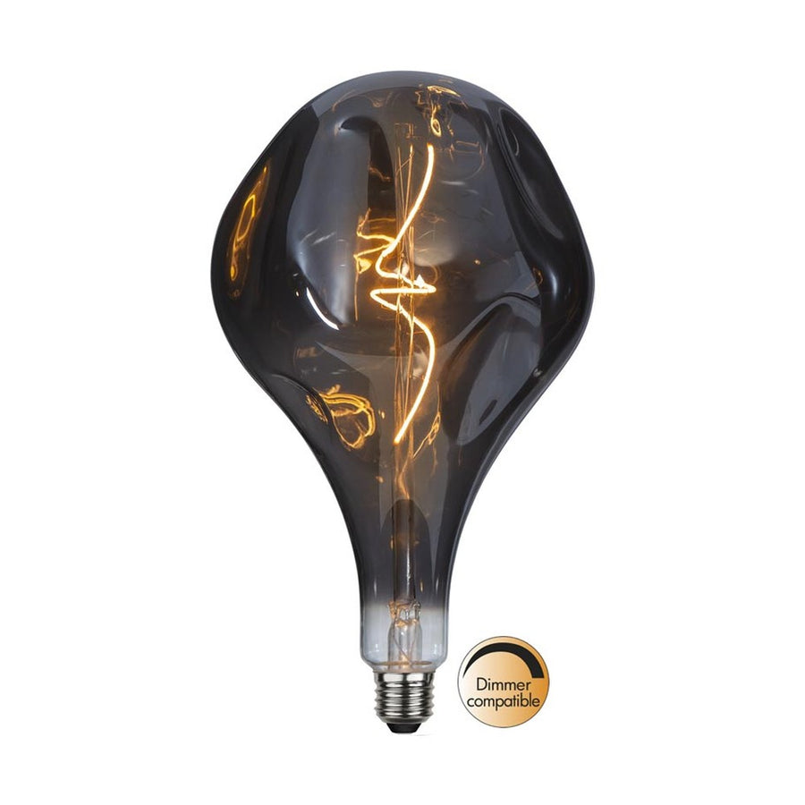 Industrial Vintage meleg fehér fényű, dekorációs LED vintage izzó, füstszínű üveggel.