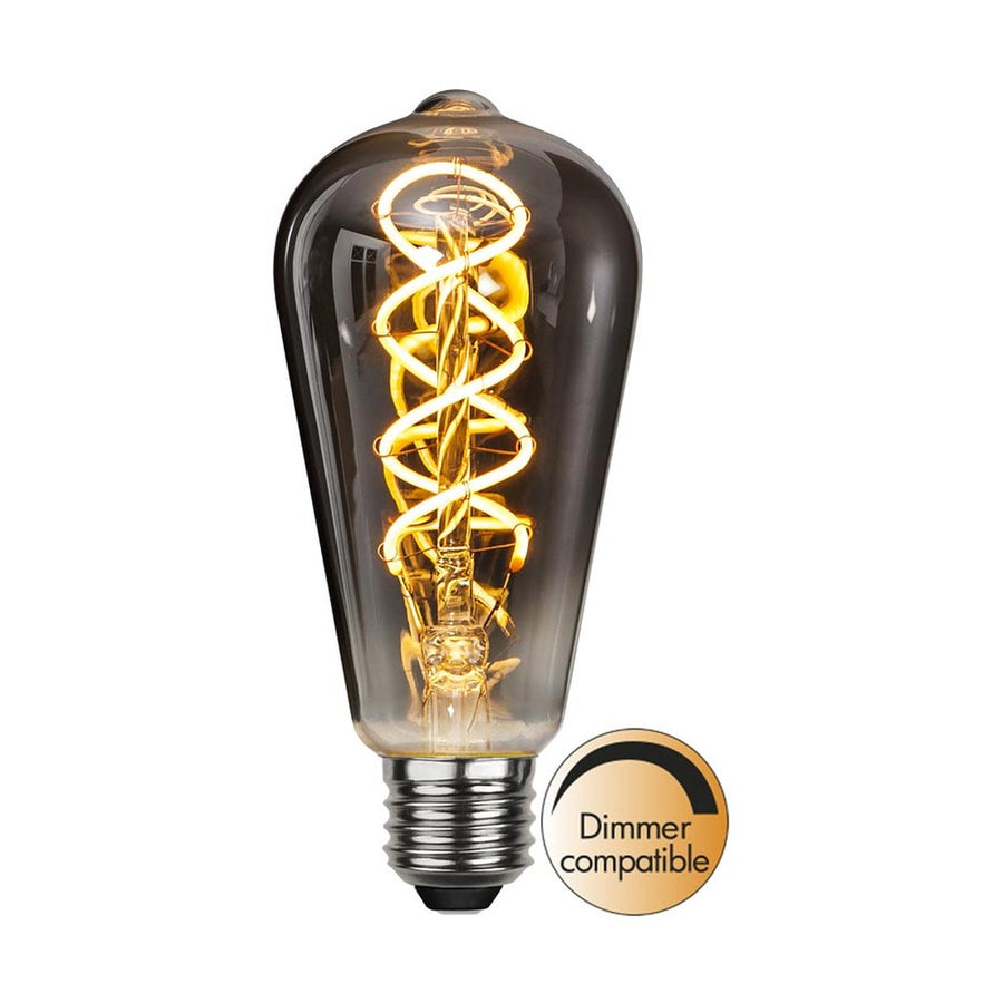 Heavy Smoke Filament meleg fehér fényű LED dekorációs vintage izzó füstszínű üveggel.