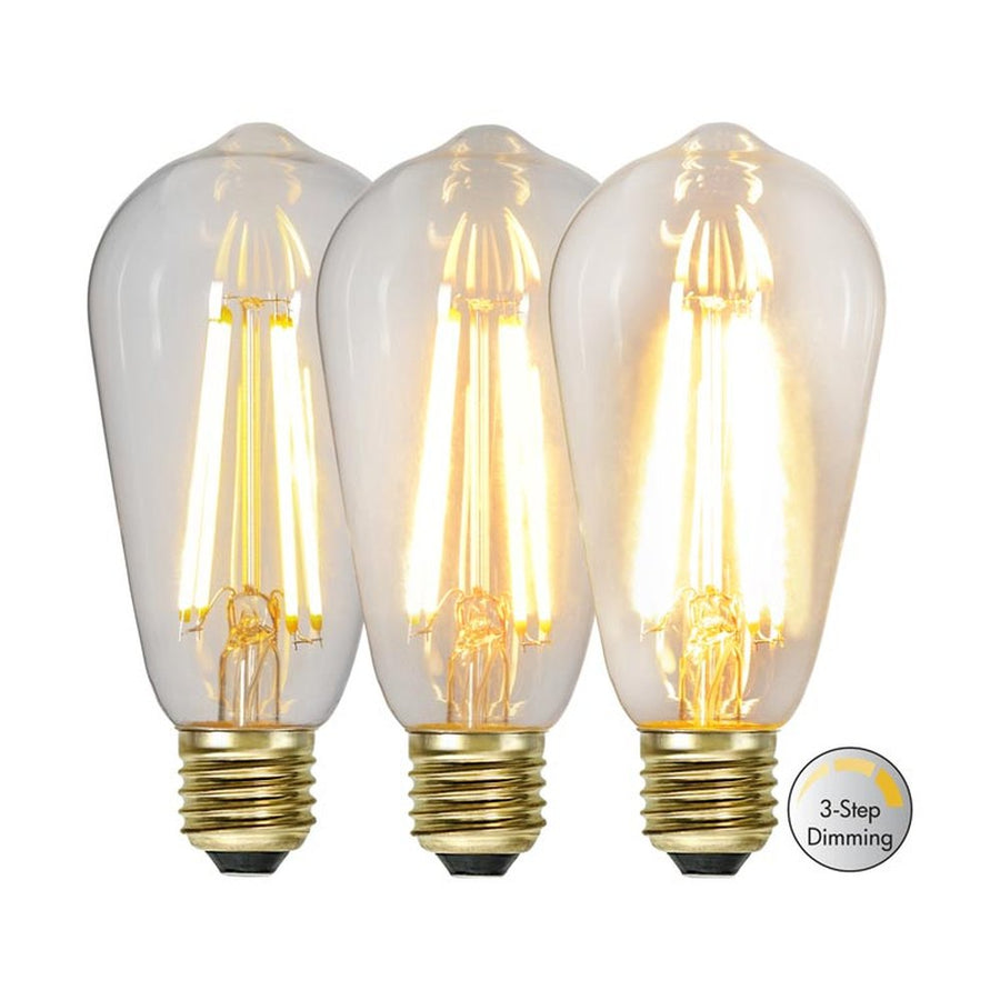 Clear Filament dekorációs izzó. Meleg fehér fényű LED dekorációs izzó áttetsző üveggel.