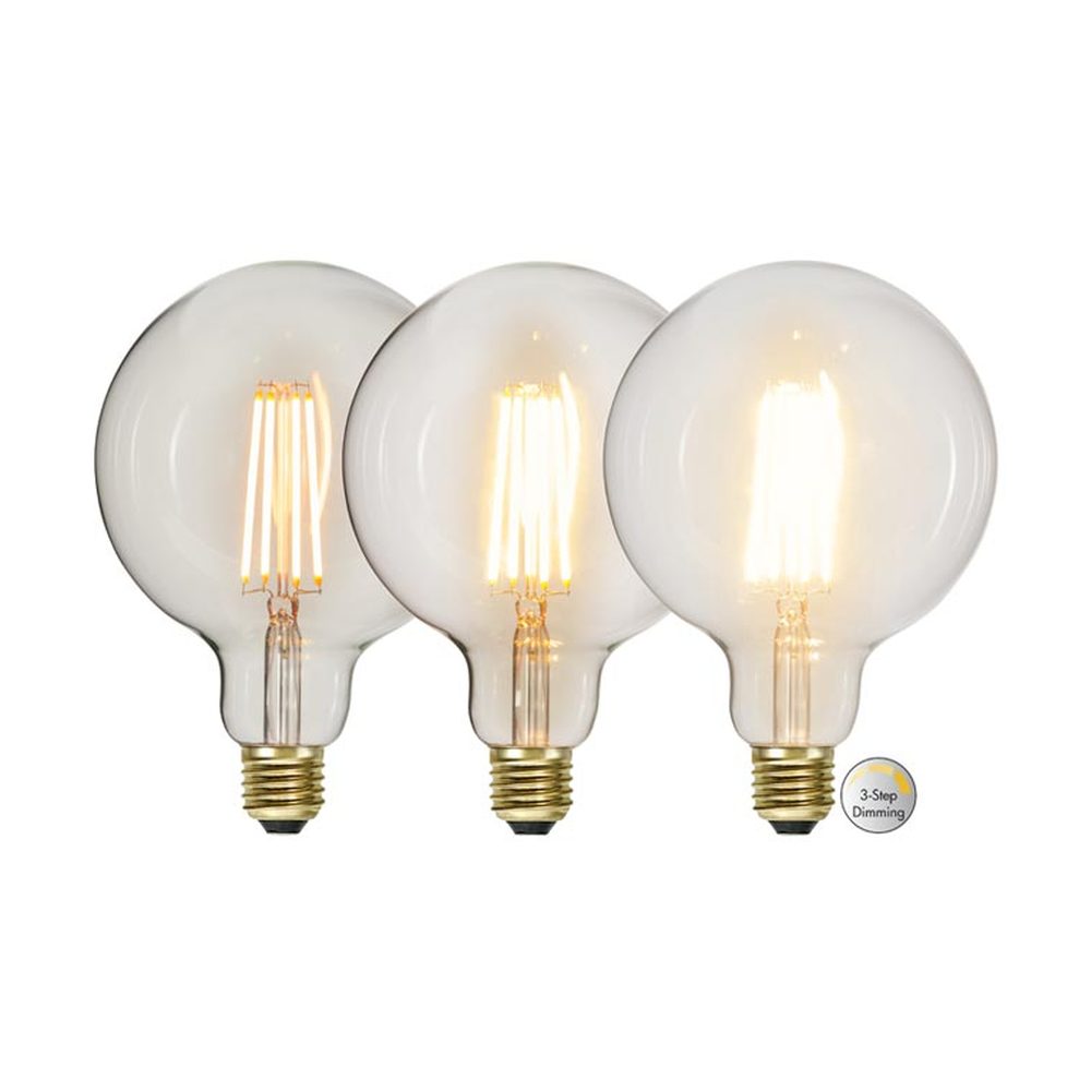 Clear Filament dekorációs izzó. Meleg fehér fényű LED dekorációs izzó áttetsző üveggel. 