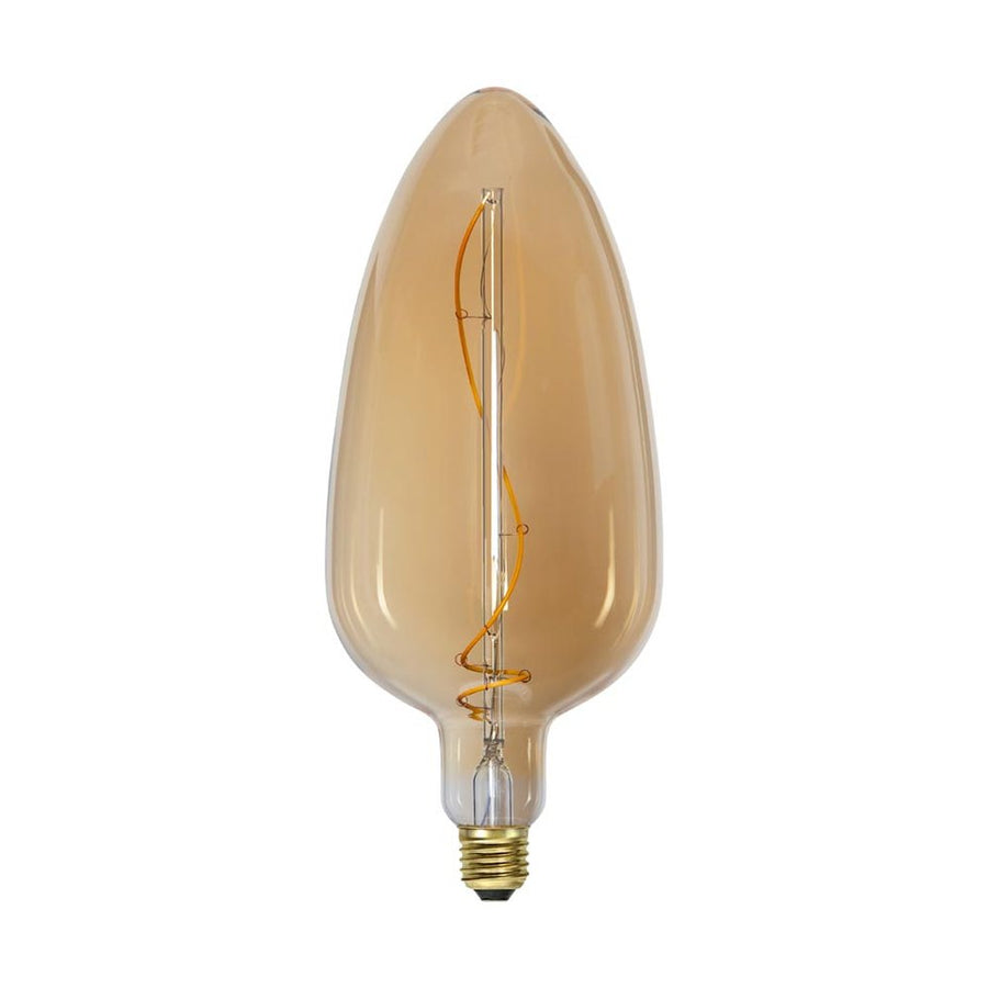 Industrial Vintage dekorációs izzó. Meleg fehér fényű LED dekorációs izzó borostyánszínű üveggel.