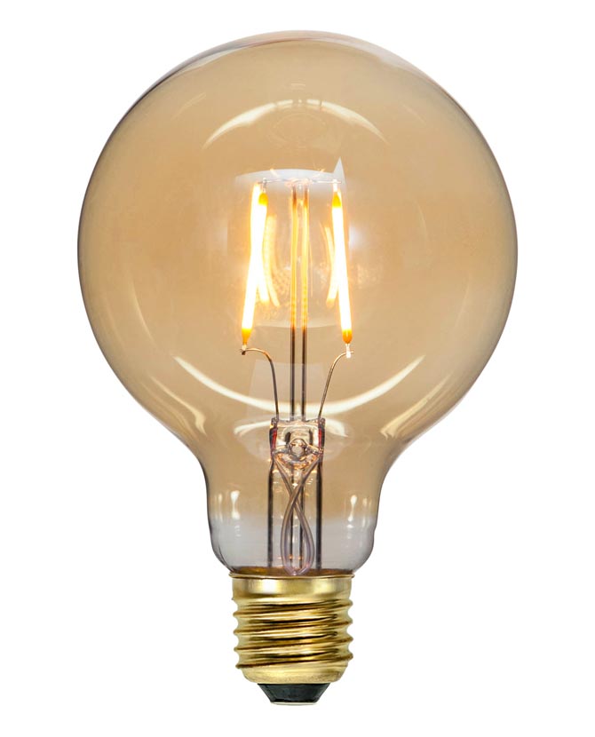 Amber Soft Glow vintage LED dekorációs izzó. Meleg fehér fényű, borostyánszín üveggel.