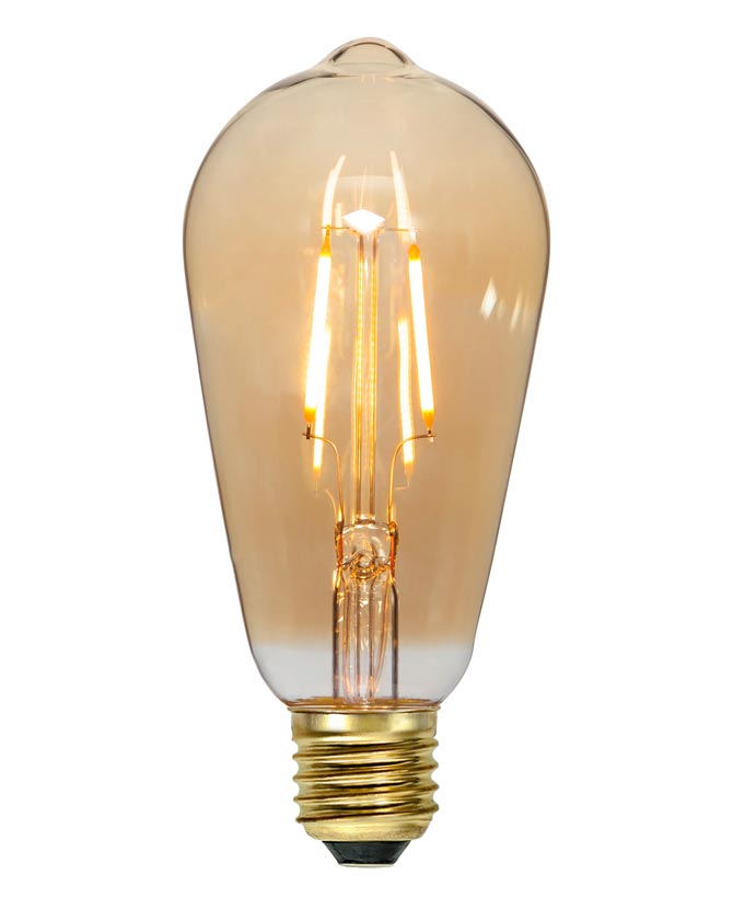 Amber Soft Glow vintage LED dekorációs izzó. Meleg fehér fényű, borostyánszín üveggel.