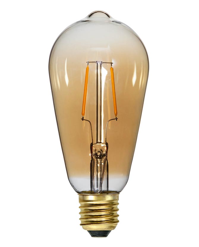 Amber Soft Glow vintage LED dekorációs izzó. Meleg fehér fényű, borostyánszín üveggel.