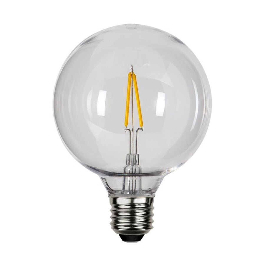 Meleg fehér fényű kültéri dekorációs LED izzó polikarbonát burkolattal.