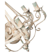 Shabby Chic stílusú, 71 cm magas, krém színű, antikolt felületű, fém akantuszlevelekkel díszített, 4 karú "Antoinette" falilámpa