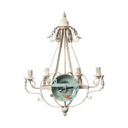 Shabby Chic stílusú, 71 cm magas, krém színű, antikolt felületű, fém akantuszlevelekkel díszített, 4 karú "Antoinette" falilámpa