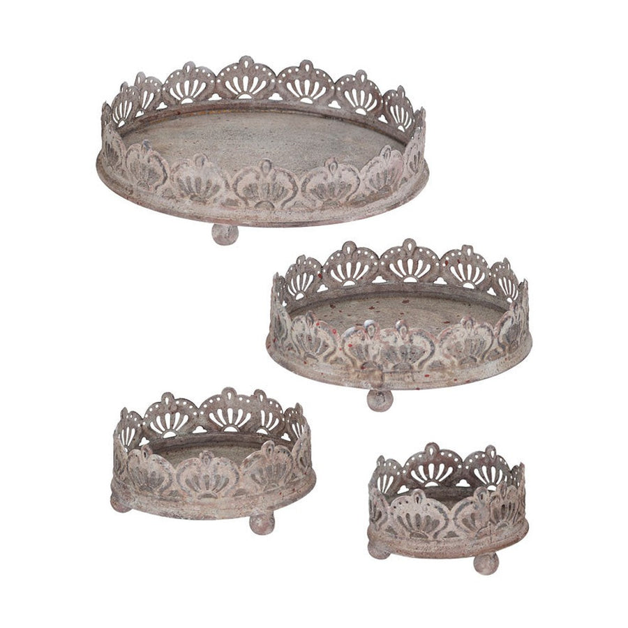 4 db-os patinás felületű fém tálcaszett