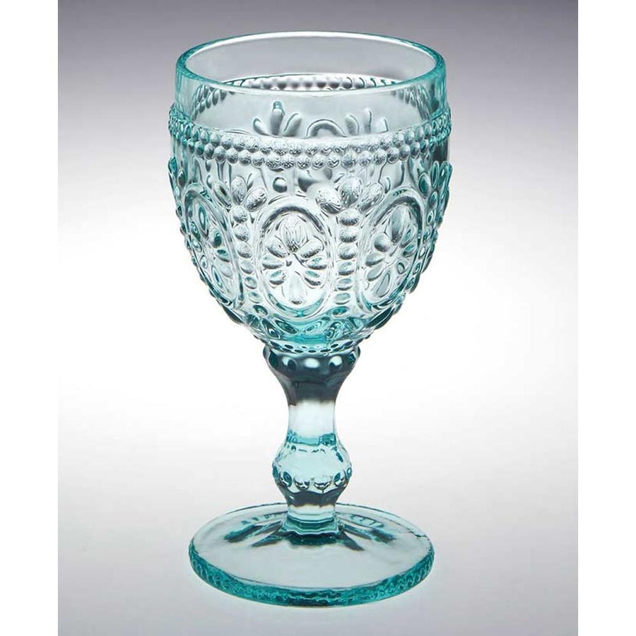 Prémium minőségű, vintage stílusú, 4 darabos, dombormintás, színes üvegű borospohár szett