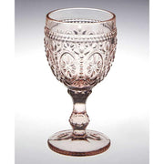 Prémium minőségű, vintage stílusú, 4 darabos, dombormintás, színes üvegű borospohár szett