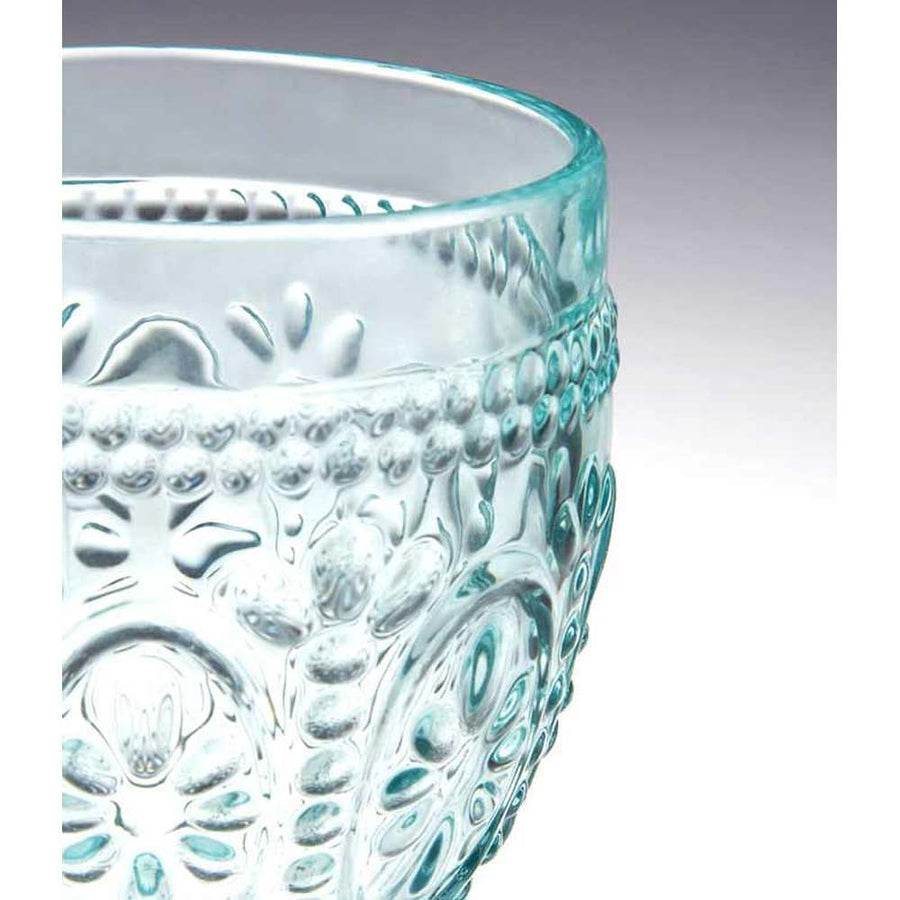 Prémium minőségű, vintage stílusú, 4 darabos, dombormintás, színes üvegű borospohár szett