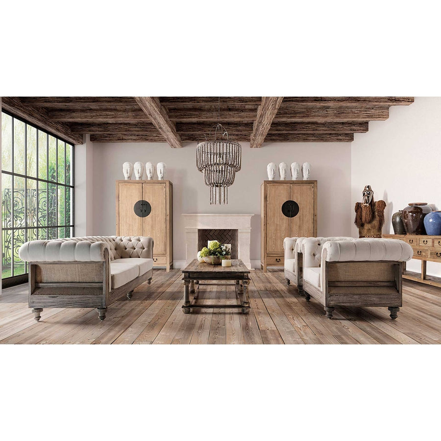 Elegáns koloniál trópusi fa nappali bútor szett.