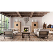 Elegáns trópusi fa és vászon koloniál bútor szett.