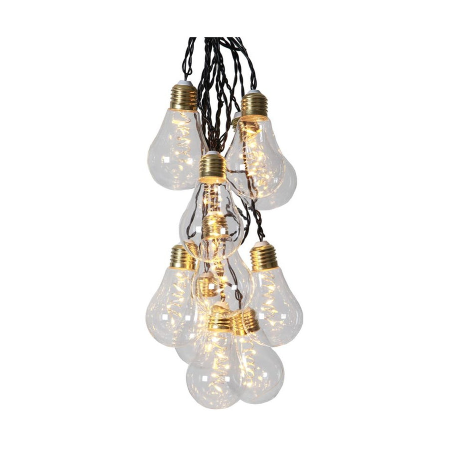 Lágy fényű beltéri dekorációs izzósor 10 db polikarbonát izzóval