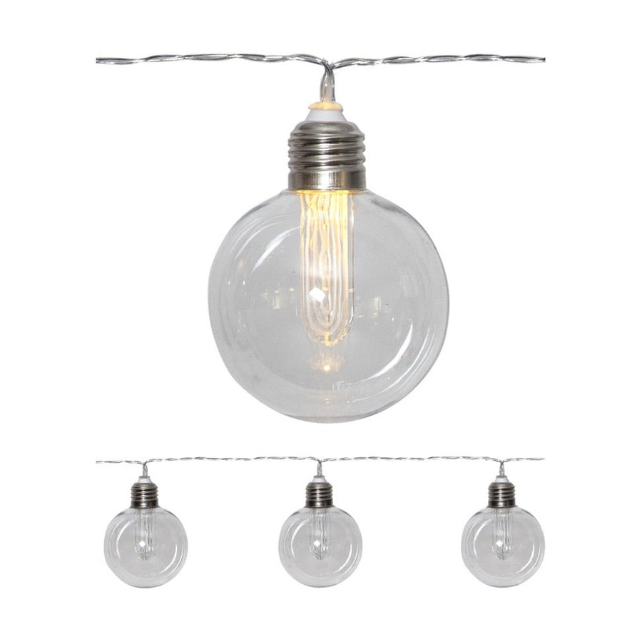 Kültéri napelemes izzósor 8 darab meleg fehér fényű izzóval.