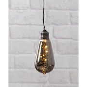 Beltéri, függeszthető, elemmel működő dekorációs LED izzó füst színű üveggel.