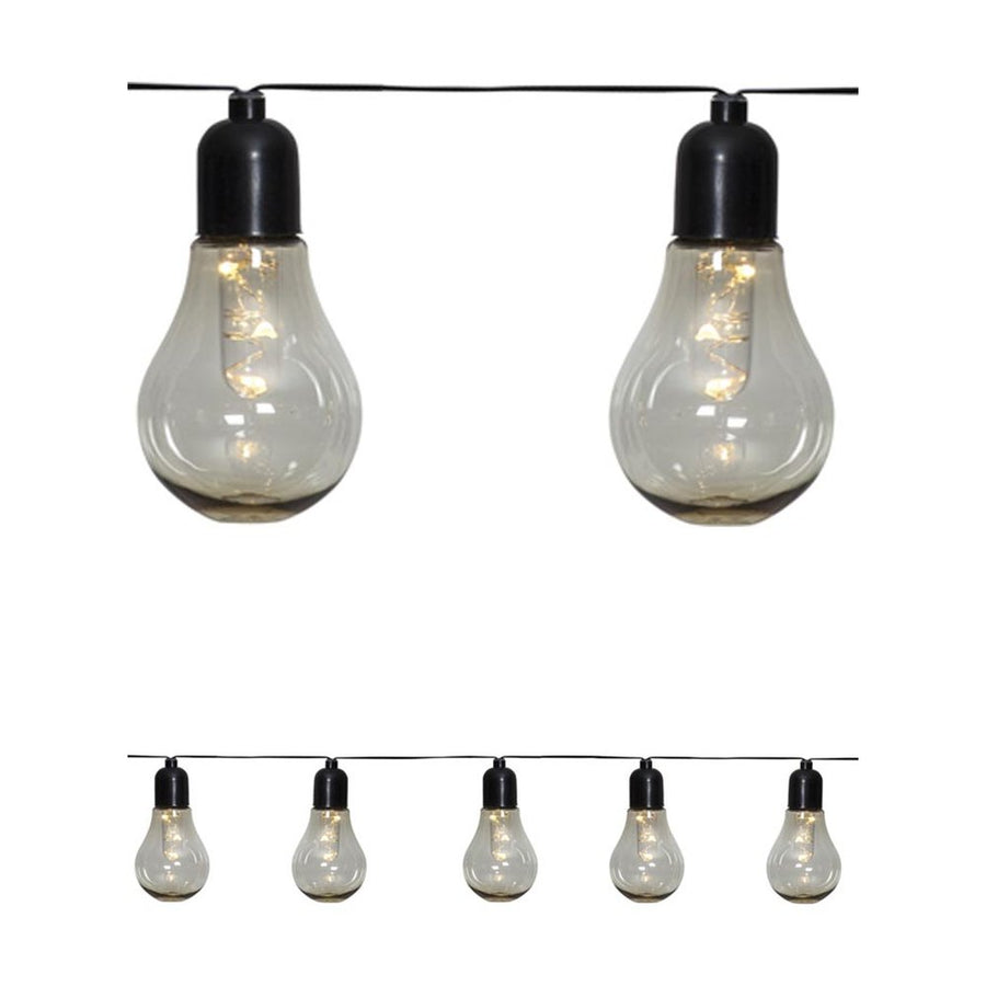 Kültéri, vintage stílusú dekorációs izzósor 10 db műanyag burkolatú LED izzóval.