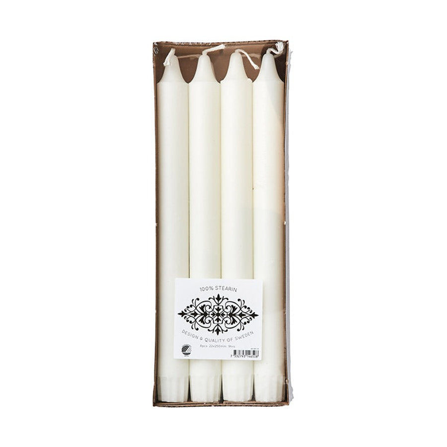 Nyolcdarabos növényi olajból készült sztearin gyertyaszett.