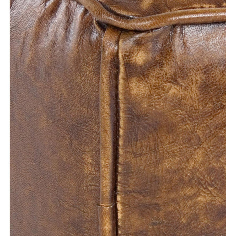 Loft stílusú, kocka alakú, bőrből készült ajtótámasz kötél fogantyúval.