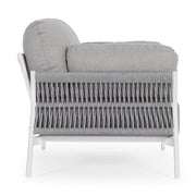 Kortárs stílusú, fehér és szürke színű kültéri, kerti fotel.