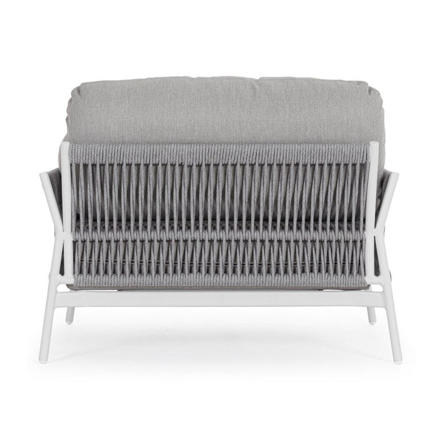 Kortárs stílusú, fehér és szürke színű kültéri, kerti fotel.