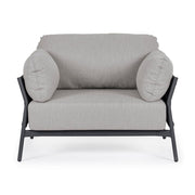 Kortárs stílusú, fekete és szürke színű kültéri, kerti fotel.