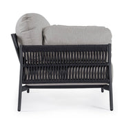 Kortárs stílusú, fekete és szürke színű kültéri, kerti fotel.