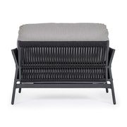 Kortárs stílusú, fekete és szürke színű kültéri, kerti fotel.