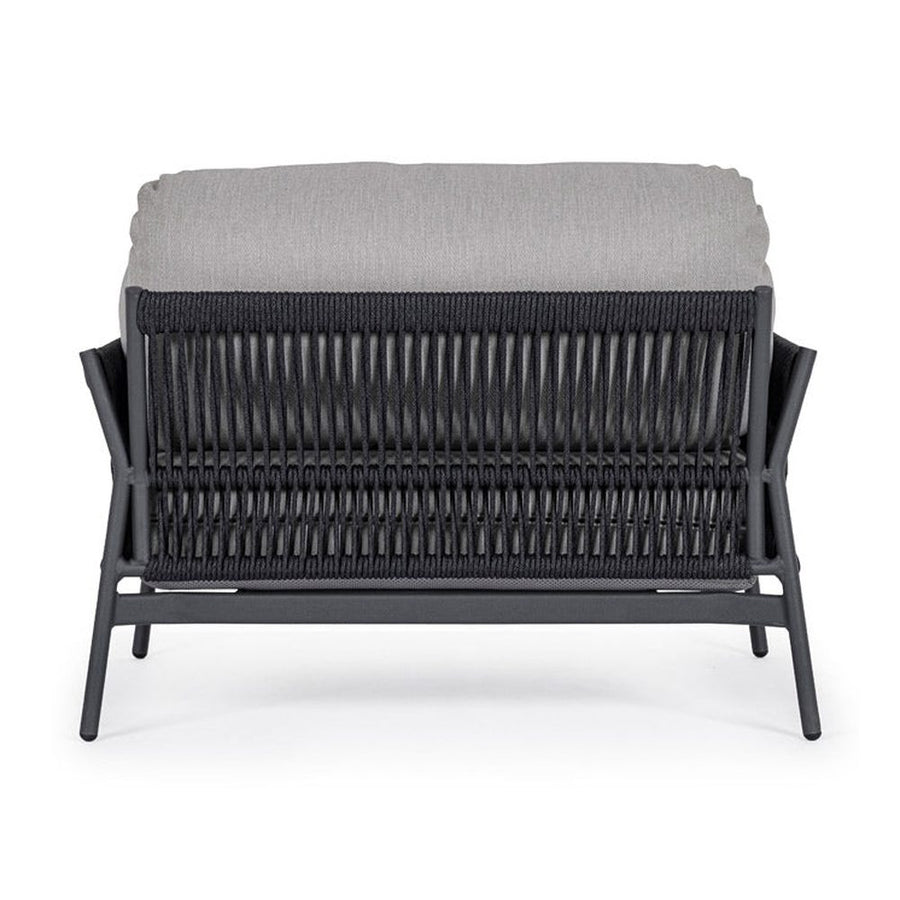 Kortárs stílusú, fekete és szürke színű kültéri, kerti fotel.