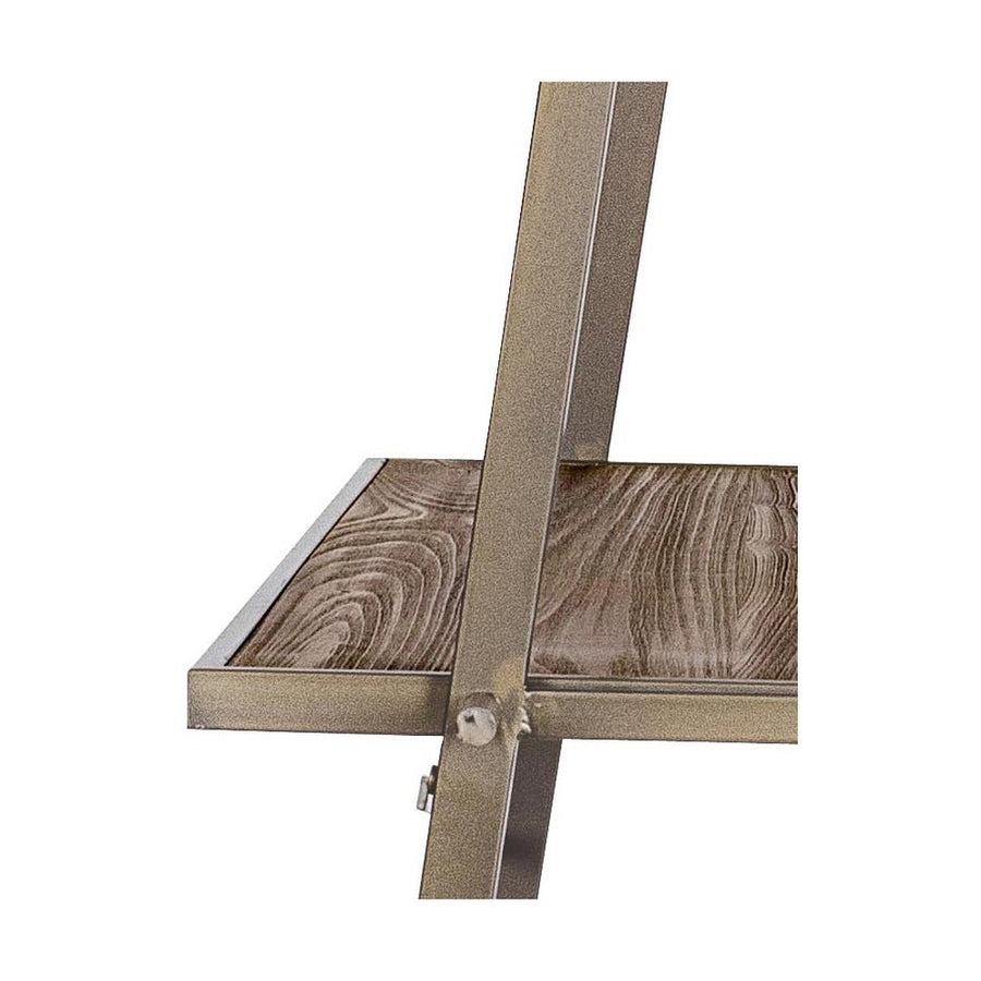 Loft stílusú kiállítóasztal fémszerkezettel és jegenyefa asztallappal.