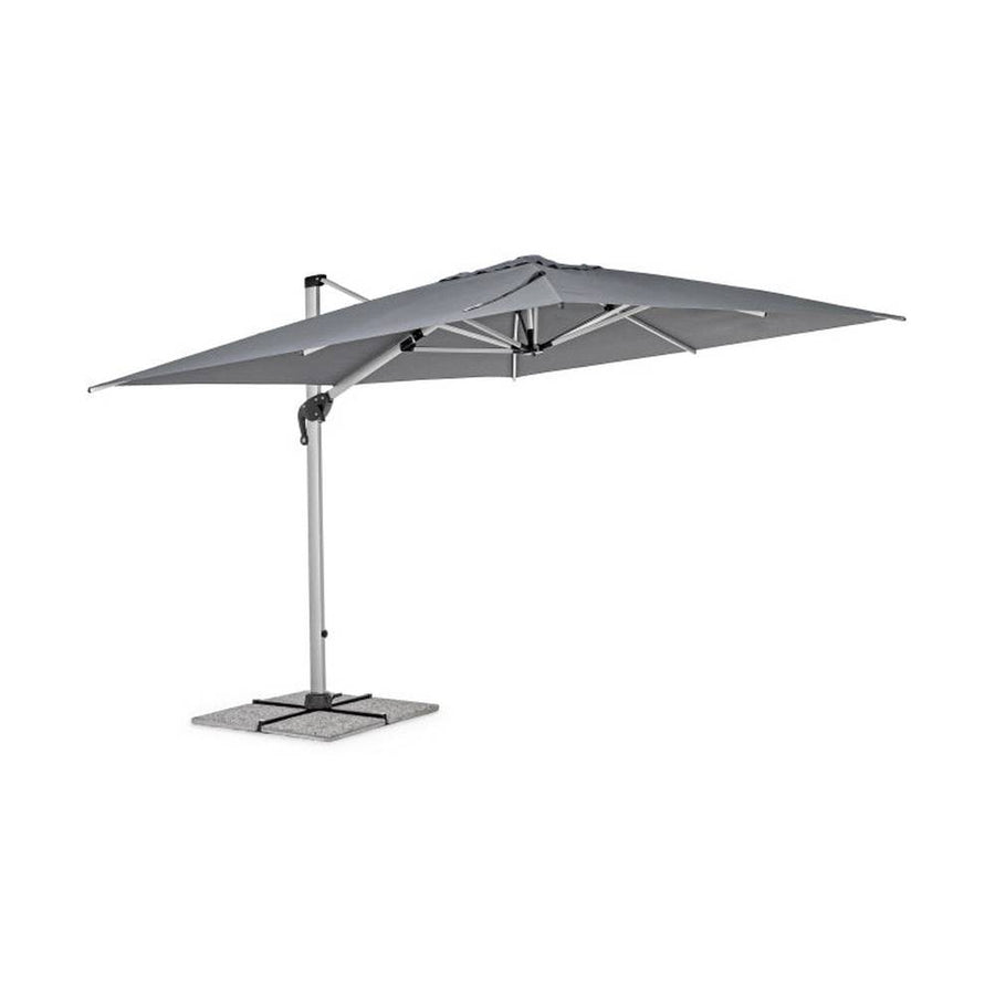 Eloxált alumíniumvázas design napernyő, sötétszürke poliészter ponyvával.