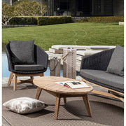 Prémium kategóriás, design kerti fotel sötétszürke színű párnákkal.