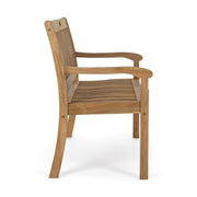 Natúr színű, akácfából készült, kétszemélyes kerti pad, háttámlával és karfával.